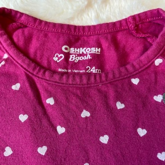 2/$25 OshKosh B'gosh Fuschia with hearts dress Size 24 MTHS - Picture 2 of 8
